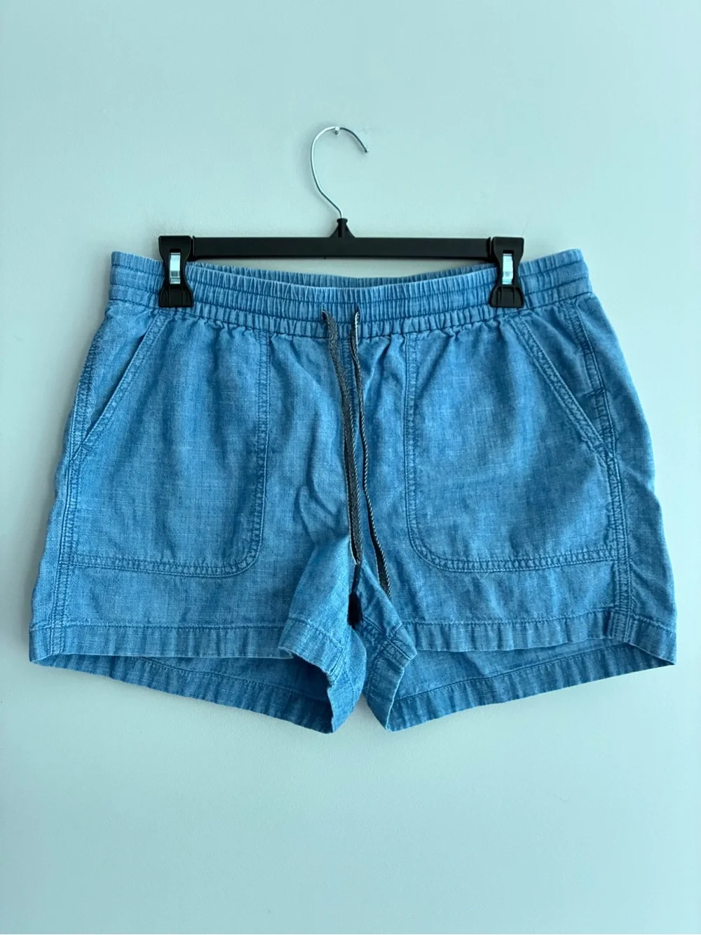J. Crew Light Blue Chambray Shorts with Elastic Waist Small